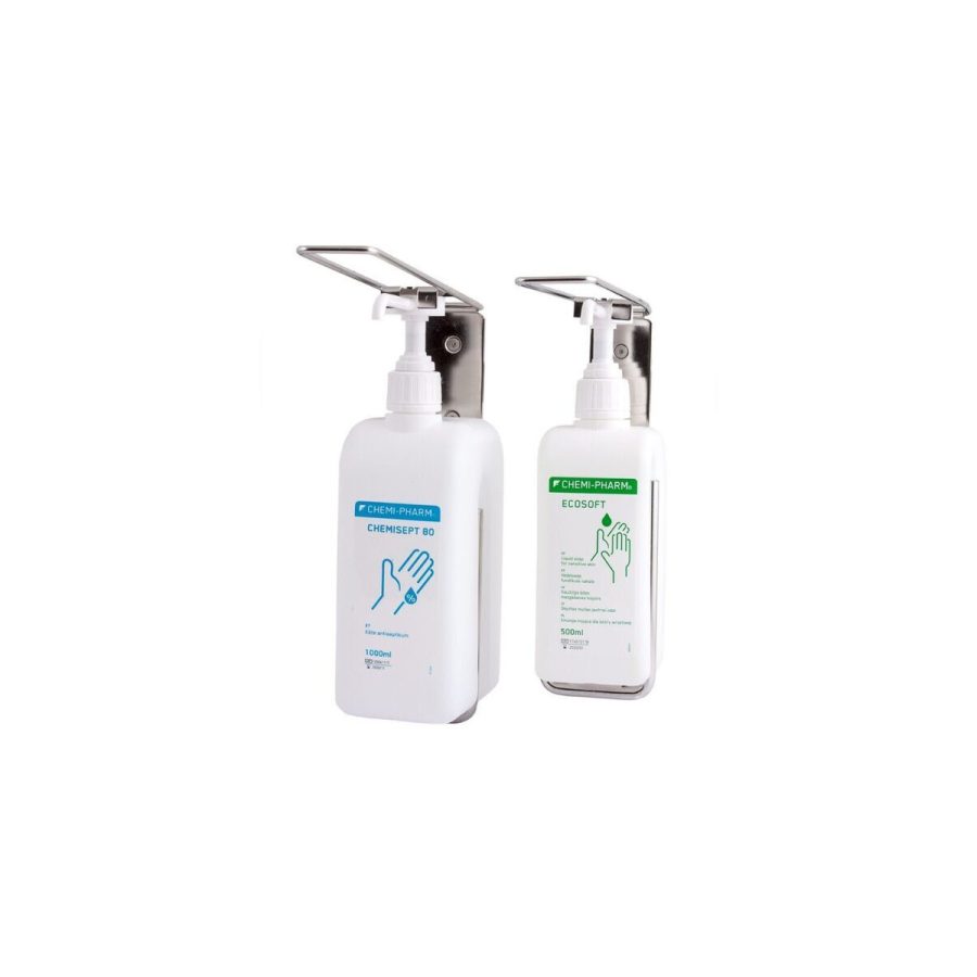 CHEMI dozatora rāmis 500 ml un 1000 ml pudelēm ar elkoņa sviru CHEMI dozatora rāmis 500 ml un 1000 ml pudelēm ar elkoņa sviru