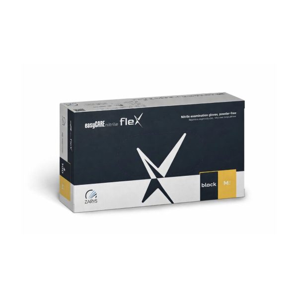 easyCARE nitrile flex Melni elastīgie nitrila diagnostikas cimdi bez pūdera (100 gab.)