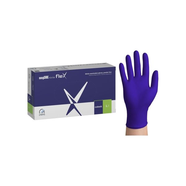 easyCARE nitrile flex Kobalt zili elastīgie nitrila diagnostikas cimdi bez pūdera (100 gab.)