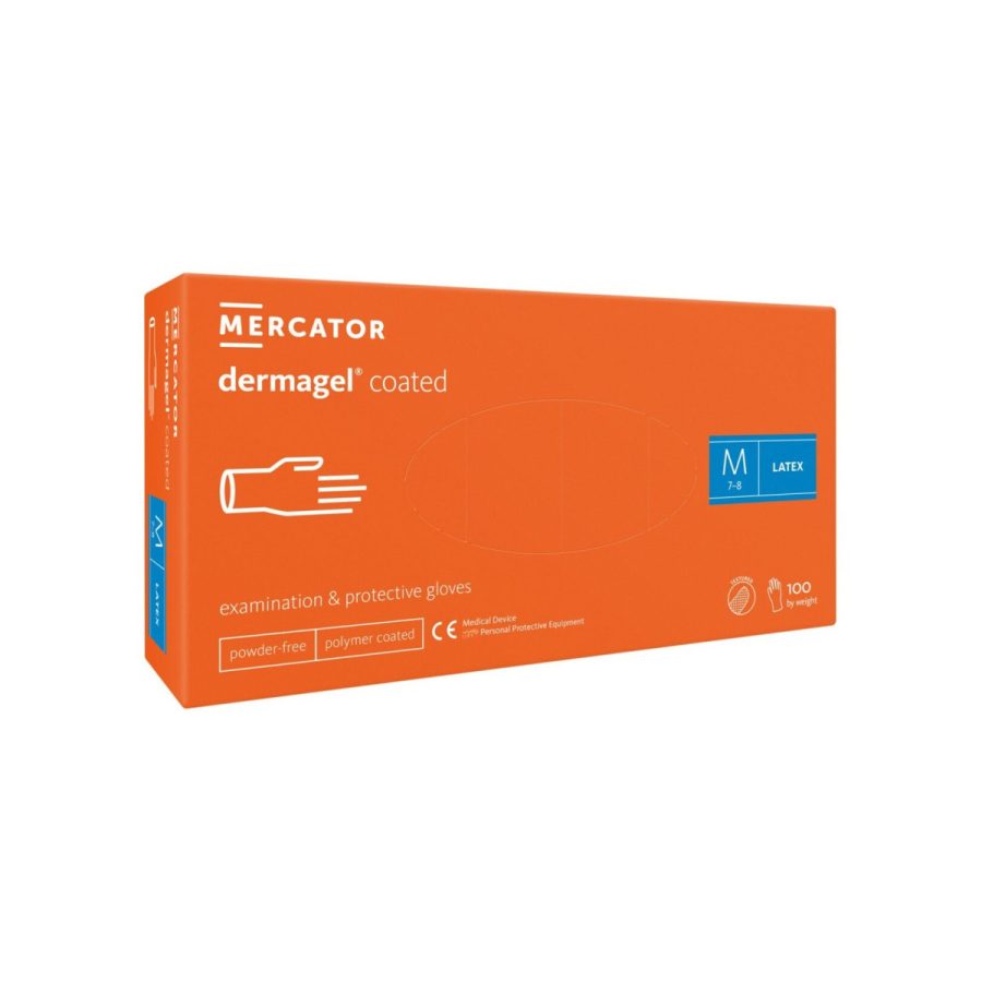 Lateksa cimdi, bez pūdera, MERCATOR latex Dermagel Lateksa cimdi, bez pūdera, MERCATOR latex Dermagel