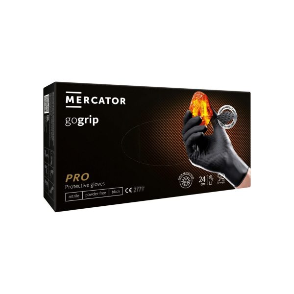 Mercator GoGrip nitrila cimdi, melni, 50 gab.