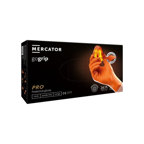 Nitrila cimdi, oranži, Mercator GoGrip Orange, N50