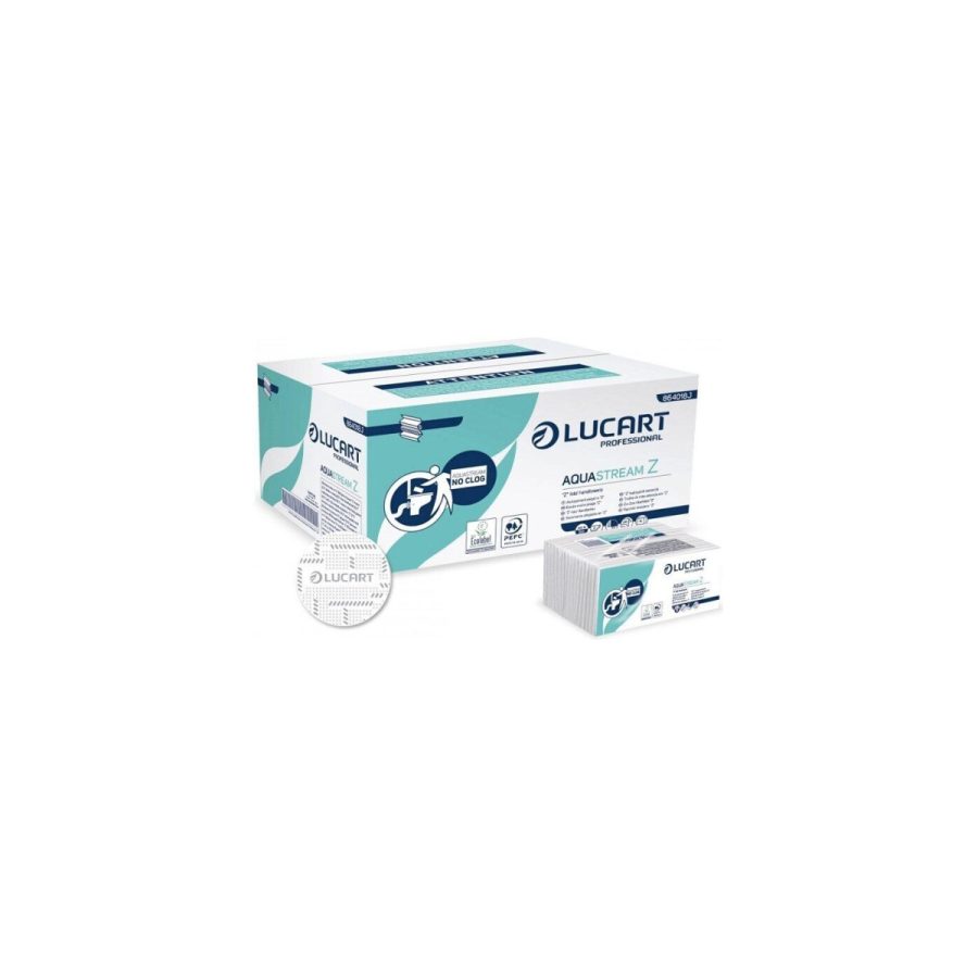 Lucart AQUASTREAM Z papīra roku dvieļi loksnēs (Z-locījums, 2 sl.), 15 iepakojumi Lucart AQUASTREAM Z papīra roku dvieļi loksnēs (Z-locījums, 2 sl.), 15 iepakojumi