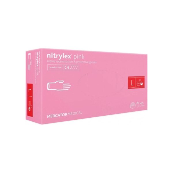 Rozā nitrylex classic Nitrila cimdi, bez pūdera N100