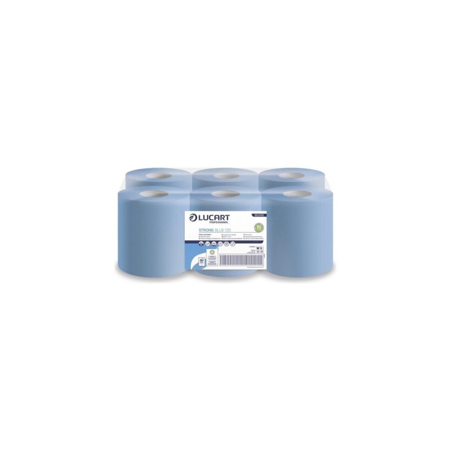 STRONG BLUE 135 — divkārtu industriālie papīra dvieļi rullī (6 ruļļi) STRONG BLUE 135 — divkārtu industriālie papīra dvieļi rullī (6 ruļļi)