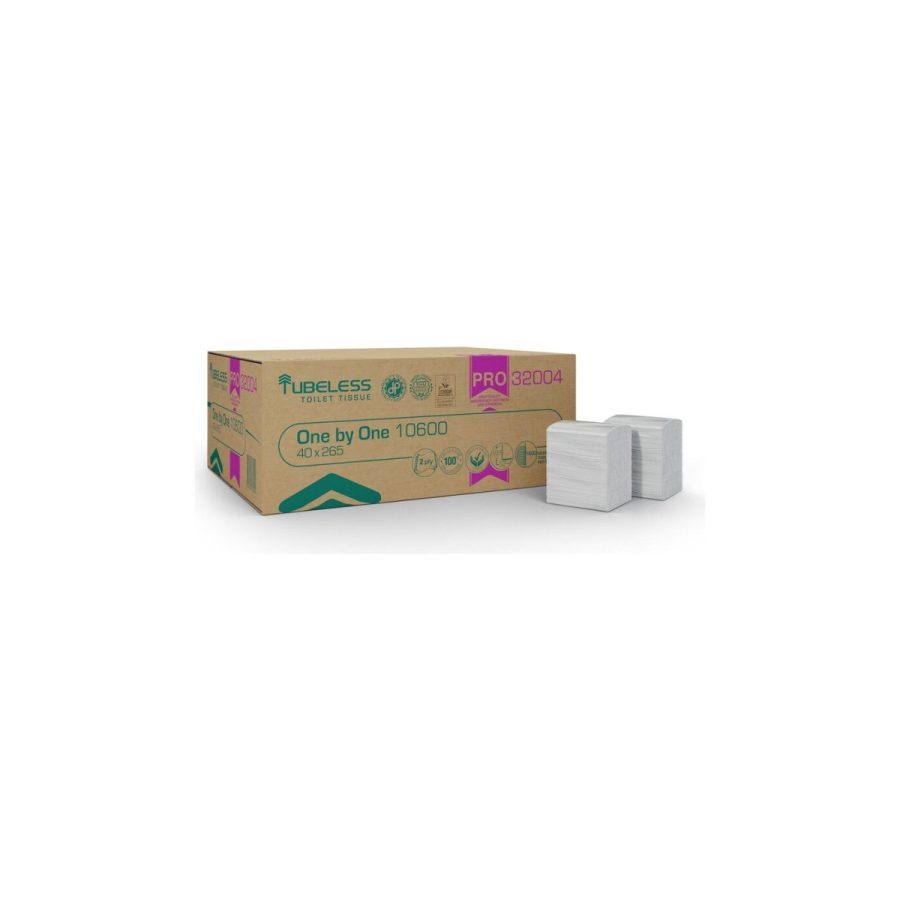 TUBELESS One by One PRO 10600 — tualetes papīrs loksnēs no 100% celulozes TUBELESS One by One PRO 10600 — tualetes papīrs loksnēs no 100% celulozes
